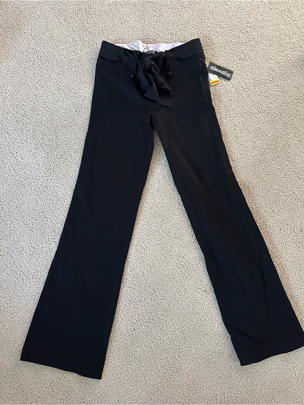 Stooshy Women’s Black Pants with Tie Waist NWT Size 7